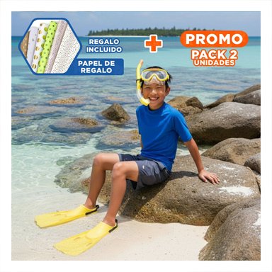 PACK2 SET 3 DE BUCEO AMARILLO PARA EXPERIENCIAS RECREATIVAS Y+PAPEL REGALO