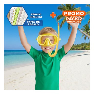 PACK2 EQUIPO RECREATIVO AMARILLO PARA PISCINA Y PLAYA Y+PAPEL REGALO