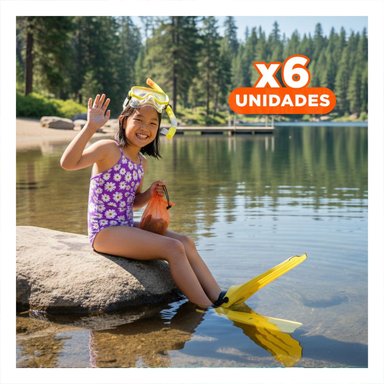 PACK6 EQUIPO 3 DE BUCEO AMARILLO PARA MOMENTOS AL AIRE LIBRE Y+REGALO STICKER