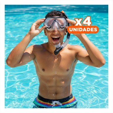 PACK4 ARTICULOS MARINOS DE BUCEO 2 PCS CON LENTE DE VIDRIO