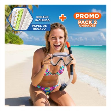 PACK2 COMBO MARINO DE BUCEO 2 PCS CON LENTE DE VIDRIO PARA PLAYA Y+PAPEL REGALO