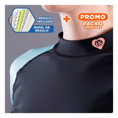 PACK2 BLUSA MODERNA ELASTICO NAILON MUJER CELESTE NEGRO PARA ESTILO CASUAL Y+PAPEL REGALO