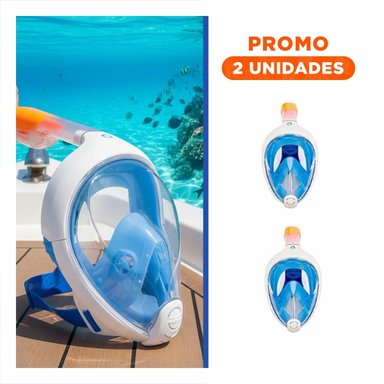 PACK2 COMPLEMENTO ACUATICO DE BUCEO AZUL PARA USO EN MAR CON VISION AMPLIA