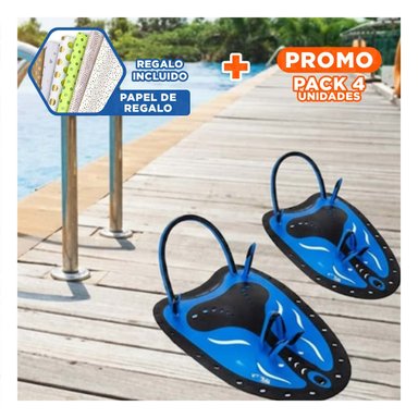 PACK4 IMPLEMENTO DE NATACION AZUL NEGRO PARA EJERCICIOS EN AGUA SEGURO Y+PAPEL REGALO