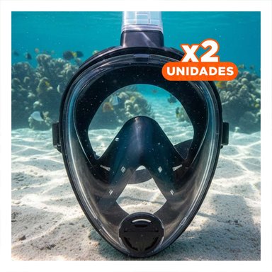 PACK2 EQUIPO ACUATICO DE BUCEO NEGRO PARA ACTIVIDADES SUBMARINAS CON AJUSTE Y+REGALO STICKER