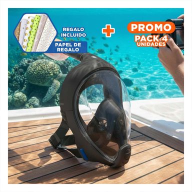 PACK4 PRODUCTO ACUATICO DE BUCEO NEGRO PARA NATACION RECREATIVA EN MAR Y+PAPEL REGALO