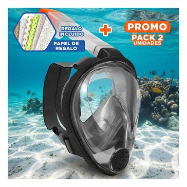 PACK2 ARTICULO DE BUCEO NEGRO PARA USO ACUATICO CONTINUO CON VISION CLARA Y+PAPEL REGALO