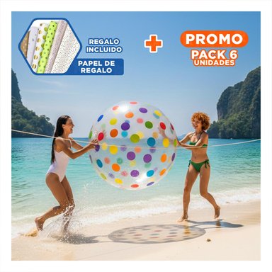 PACK6 ESFERA LIVIANA CON PUNTOS PARA JUEGOS DE NINOS EN CASA Y USO DIARIO Y+PAPEL REGALO