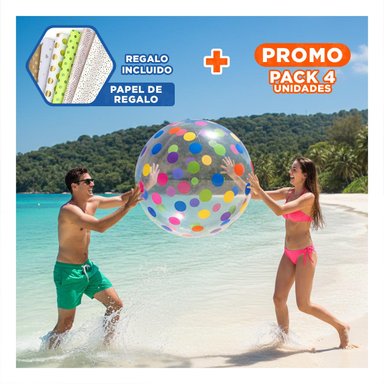PACK4 BOLA RECREATIVA CON PUNTOS PARA DIVERSION EN CASA Y JUEGOS INFANTILES Y+PAPEL REGALO