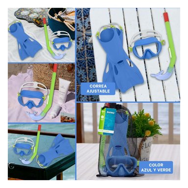 EQUIPO DE NATACION Y BUCEO PARA NINOS CON DISENO COLORIDO Y+POST IT