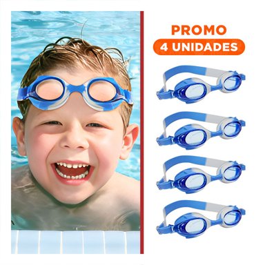 PACK4 IMPLEMENTO PARA NATACION MARMOLEADO FEELDOO AZUL Y BLANCO COMODO Y+REGALO STICKER