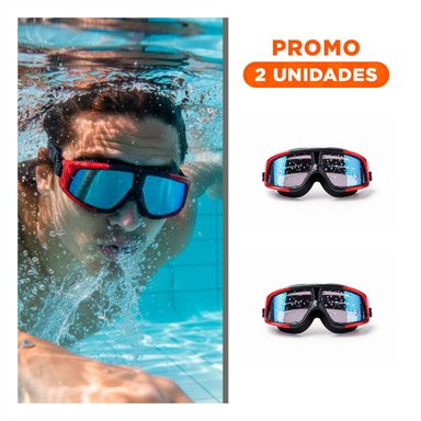 PACK2 GAFAS PARA ENTRENAMIENTO DE NATACIÓN CON ESTILO DEPORTIVO NEGRO Y ROJO