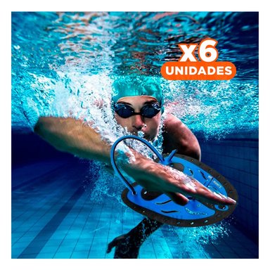 PACK6 IMPLEMENTO DE ENTRENAMIENTO ACUATICO PARA NATACION EN PISCINA AZUL NEGRO Y+REGALO STICKER