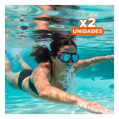 PACK2 PROTECTOR OCULAR PARA NATACIÓN CONTINUA ADULTO EN TONOS NEGRO Y ROJO Y+REGALO STICKER