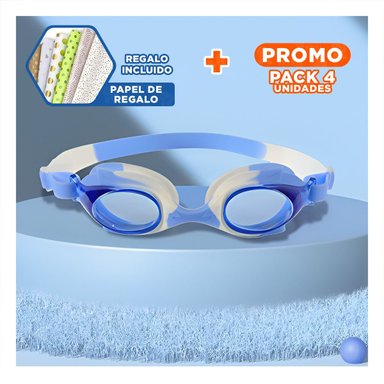 PACK4 COMPLEMENTO PARA NATACION MARMOLEADO FEELDOO AZUL Y BLANCO COMODO Y+PAPEL REGALO