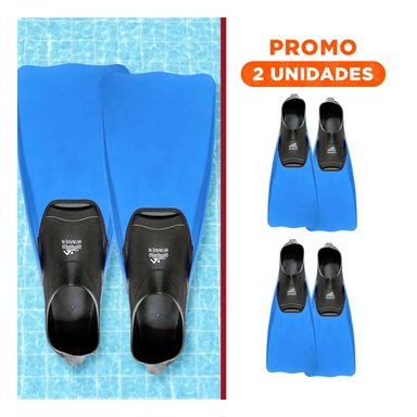 PACK2 ALETAS FLEXIBLES WINNER PARA BUCEO RECREATIVO EN AZUL Y NEGRO USO ADULTO
