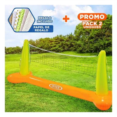 PACK2 JUEGO INFLABLE DE VOLEY ACUATICO PARA PISCINA CON USO FAMILIAR Y+PAPEL REGALO