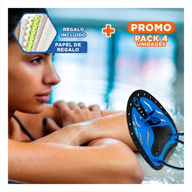 PACK4 PRODUCTO PARA ENTRENAMIENTO DE NATACION EN PISCINA AZUL NEGRO Y+PAPEL REGALO