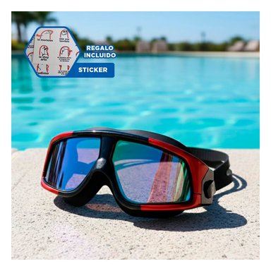 GAFAS ACUÁTICAS PARA ENTRENAMIENTO Y RECREACIÓN EN NEGRO Y ROJO Y+REGALO STICKER