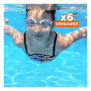 PACK6 EQUIPO DE PISCINA MARMOLEADO FEELDOO AZUL Y BLANCO COMODO NATACION Y+REGALO STICKER