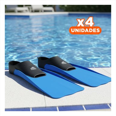 PACK4 ALETAS MODERNAS WINNER PARA BUCEO EN AZUL Y NEGRO DISENO FUNCIONAL