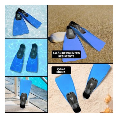 ALETAS DE NATACION WINNER PARA BUCEO EN AZUL Y NEGRO ESTILO DEPORTIVO Y+POST IT