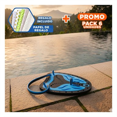 PACK6 EQUIPO DE ENTRENAMIENTO ACUATICO PARA NATACION EN PISCINA AZUL NEGRO Y+PAPEL REGALO