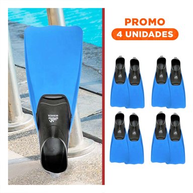PACK4 PALETAS FLEXIBLES WINNER PARA BUCEO EN AZUL Y NEGRO COMODAS AL NADAR Y+REGALO STICKER