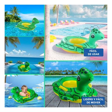 ELEMENTO FLOTANTE TORTUGA CON ASAS PARA ENTRETENIMIENTO ACUATICO COLOR VERDE Y+POST IT