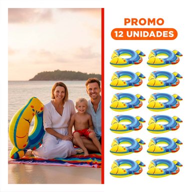 PACK12 ALEGRE PEZ INFLABLE AZUL PARA PISCINA PLAYA DIVERSION VERANO Y+REGALO STICKER