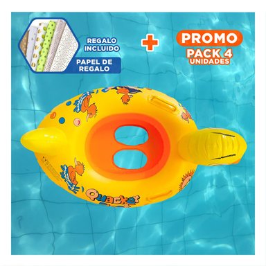 PACK4 BASICO PATO INFLABLE CON ASAS FIRMES PARA PISCINA HOGAR COLOR AMARILLO Y+PAPEL REGALO