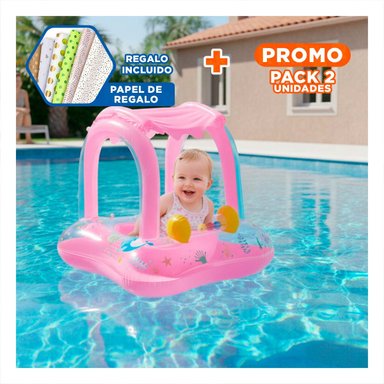 PACK2 PROTECCION BEBE CON TECHO ROSADO PARA PISCINA HOGAR SEGURO COMODO VERANO Y+PAPEL REGALO