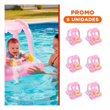 PACK6 USO BEBE CON TECHO ROSADO PARA PISCINA HOGAR SEGURO COMODO VERANO