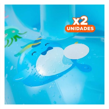 PACK2 SOPORTE INFANTIL BEBE CON TECHO PARA PISCINA HOGAR COMODO SEGURO CELESTE Y+REGALO STICKER