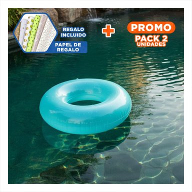 PACK2 PISCINA TRANSPARENTE COLOR CELESTE USO FAMILIAR Y+PAPEL REGALO