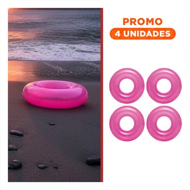 PACK4 COMPLEMENTO ACUATICO TRANSPARENTE ROSADO FLOTANTE INFLABLE HOGAR CASA Y+REGALO STICKER