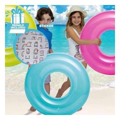 INFLABLE TRANSPARENTE COLOR CELESTE PARA PISCINA Y PLAYA RESISTENTE Y COMODO Y+REGALO STICKER