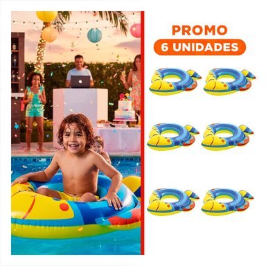 PACK6 RELAJANTE PEZ INFLABLE AZUL PARA PISCINA PLAYA HOGAR VERANO