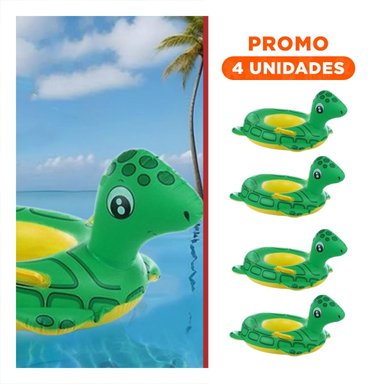 PACK4 FIGURA FLOTANTE TORTUGA CON ASAS PARA DIVERSION EN AGUA COLOR VERDE Y+REGALO STICKER