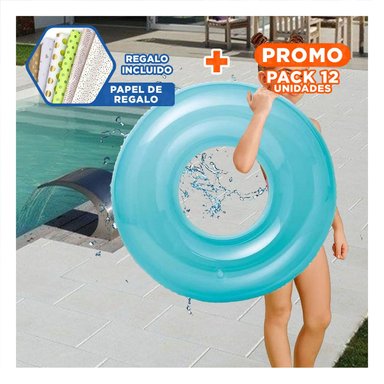 PACK12 COMODIDAD TRANSPARENTE COLOR CELESTE USO VERANO Y+PAPEL REGALO