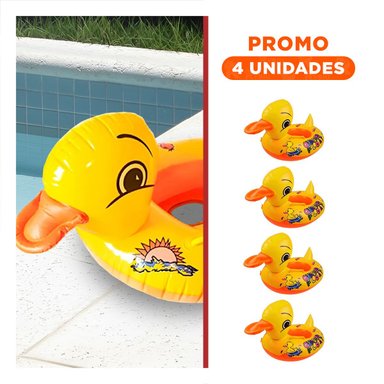 PACK4 ANIMADO PATO INFLABLE CON ASAS COMODAS PARA PISCINA HOGAR COLOR AMARILLO Y+REGALO STICKER