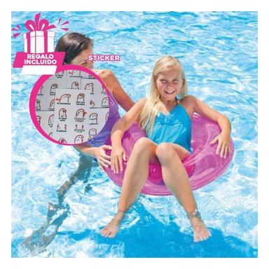 EQUIPO PISCINA TRANSPARENTE ROSADO FLOTANTE INFLABLE HOGAR CASA Y+REGALO STICKER