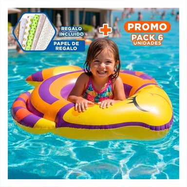 PACK6 FLOTADOR INFLABLE PEZ MORADO PARA PISCINA Y PLAYA INFANTIL MARCA BESTWAY Y+PAPEL REGALO
