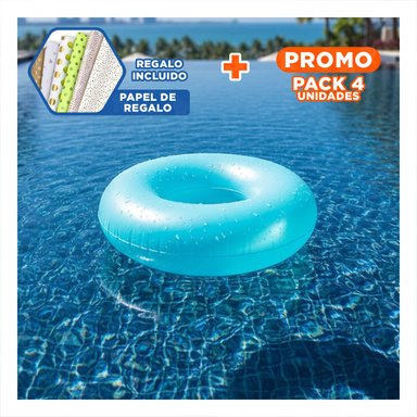 PACK4 HOGAR TRANSPARENTE COLOR CELESTE USO PISCINA Y+PAPEL REGALO