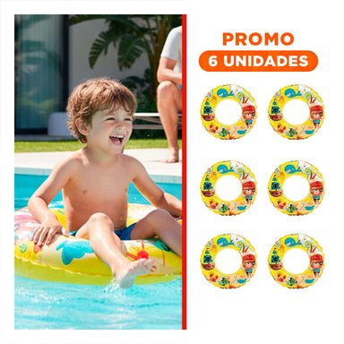 PACK6 TEMATICO PIRATA INFLABLE PARA PISCINA Y PLAYA DISENO HOGAR AMARILLO