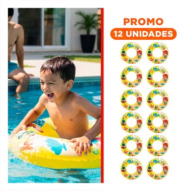 PACK12 BASICO PIRATA INFLABLE PARA PISCINA Y PLAYA USO DIARIO AMARILLO Y+REGALO STICKER
