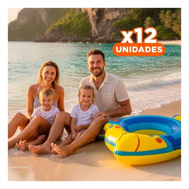 PACK12 AMPLIO PEZ INFLABLE AZUL PARA PISCINA PLAYA COMODO VERANO