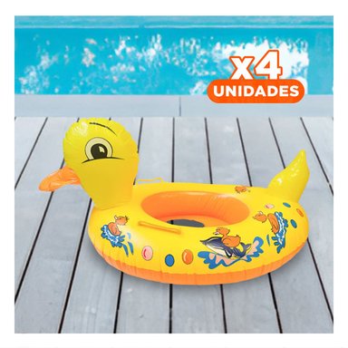 PACK4 ELEGANTE PATO INFLABLE CON ASAS RESISTENTES PARA PISCINA HOGAR ALEGRE AMARILLO