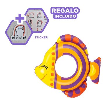 ANILLO PEZ MORADO PARA PISCINA Y PLAYA INFANTIL MARCA BESTWAY DIVERSION HOGAR Y+REGALO STICKER