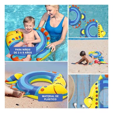 PRATICO PEZ INFLABLE AZUL PARA PISCINA PLAYA USO FAMILIAR Y+POST IT